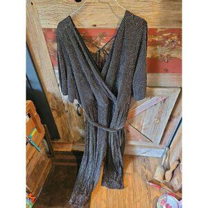 NEW Womens Plus Size TORRID 3 (3xl / XXXL) Black & Gold Surplice Jumpsuit